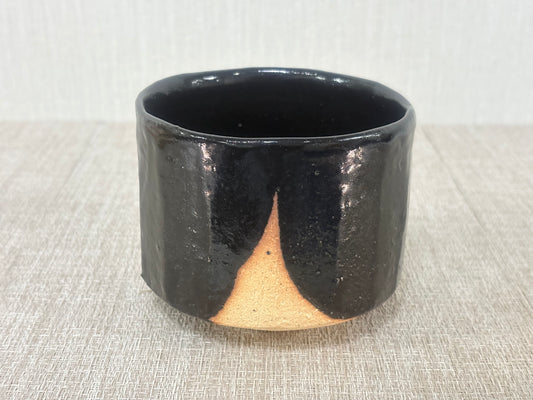 SBKTB165 香舟作 瀨戶黑 茶碗 小原木寫 信樂燒